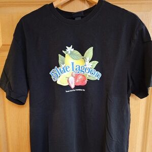 H and M Mens Medium black t-shirt Blue Lagoon